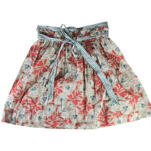 Fossil Red and Green Tie Front Bubble Mini Skirt